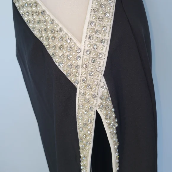 NWT Anthropologie/ Blithe LA Maxi Black Wedding Formal Embellish Dress Sz Medium - Picture 7 of 15